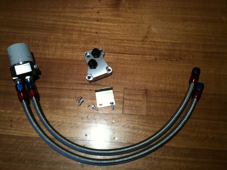 Sr20 oil filter relocation kit with billet bolt on plate